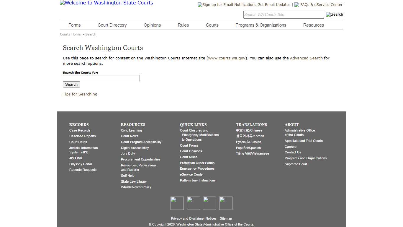 Washington State Courts - Search