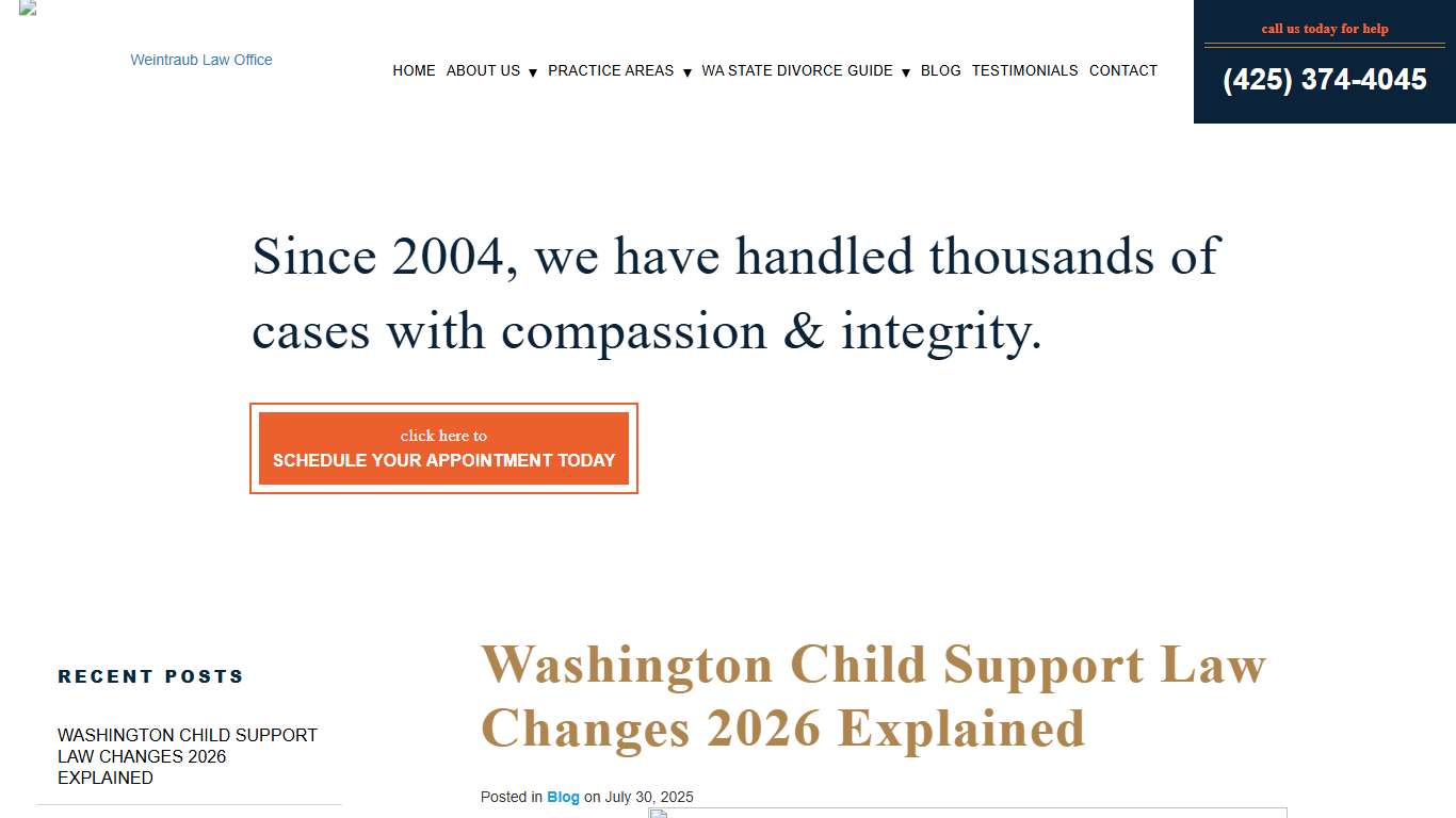 Washington Child Support Law Changes 2026 Explained - Weintraub Law Office Weintraub Law Office